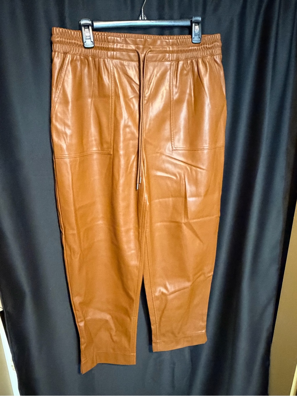 a new day Faux Leather Brown Joggers